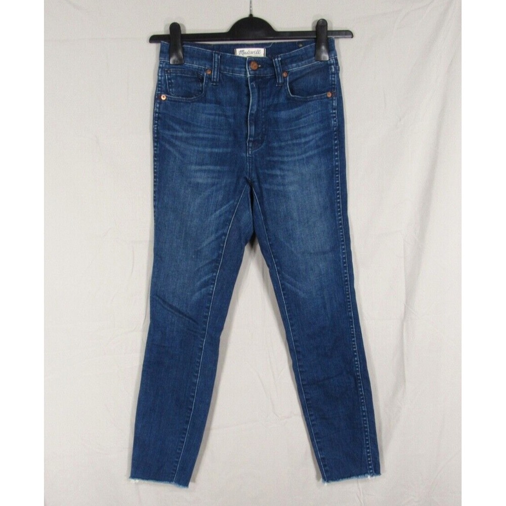 MADEWELL 10" High Rise SKINNY SKINNY Stretch Denim FRAYED HEM Blue Jeans Sz 26